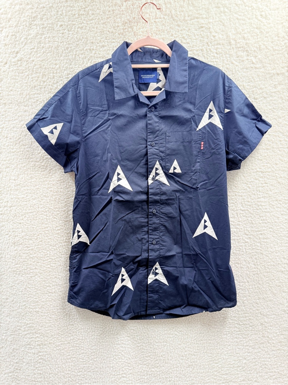 Men's Scotch & Soda Printed Short Sleeve Button down Shirt-medium